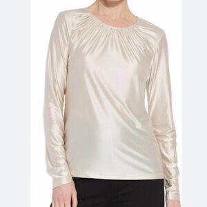 LYSSE New‎ Elegant Corpcore Old Money Classic Scandi Champagne Satin Blouse XL